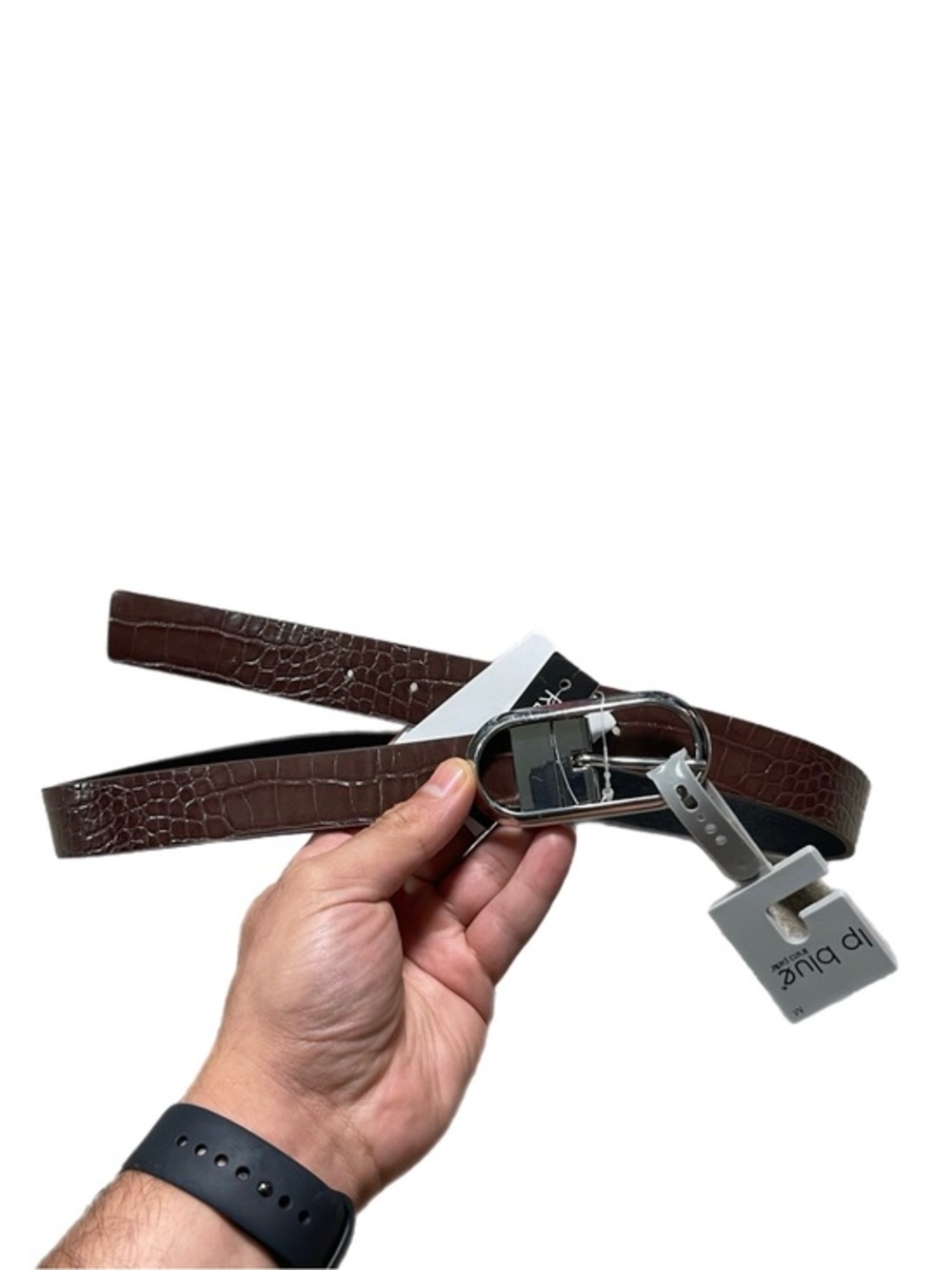 NWT - Linea Pelle Brown Faux Leather Croc Print Reversible Belt
